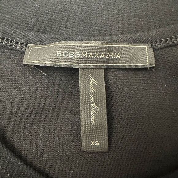 BCBG MaxAzria Black Faux Leather Pleated "Cleo" Dress Fit & Flare Size XS - Picture 7 of 11